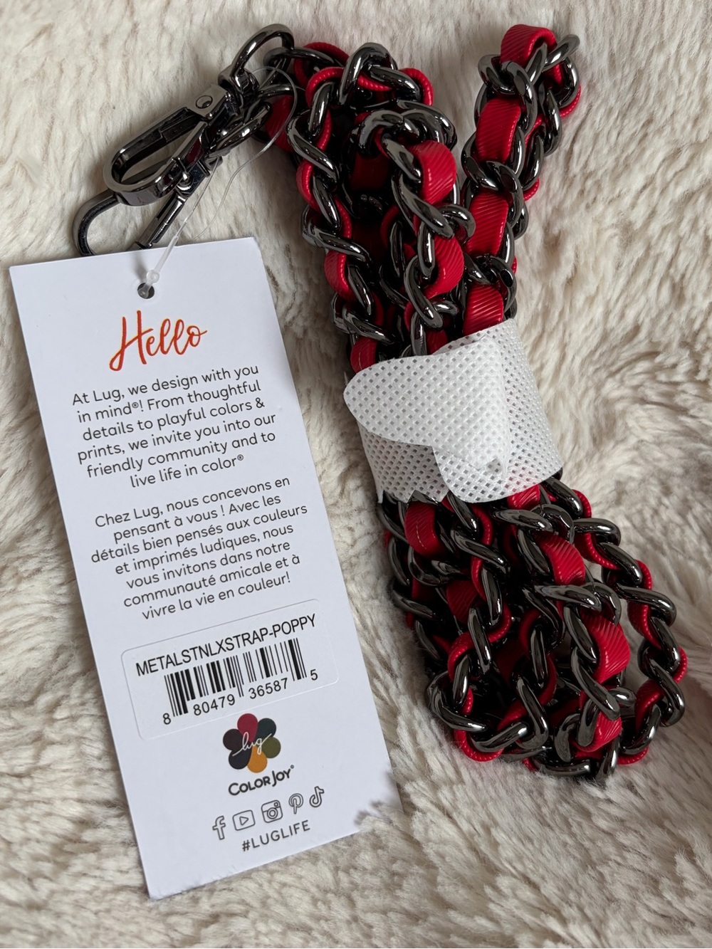NWT Lug Metal Straps Satin Luxe VL, Poppy Red